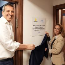 Unveiling Donor Plaque Radio Studio: Prof Nir Kedar with Coral Aviram PML (Photo Nicole Cramin)